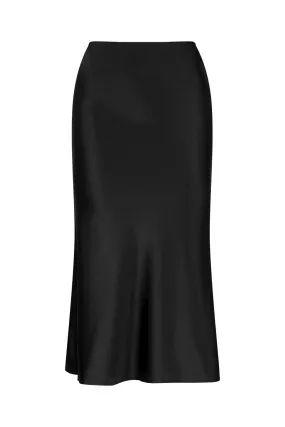 LIGHTNESS OF BEING SILK BIAS SKIRT BLACK