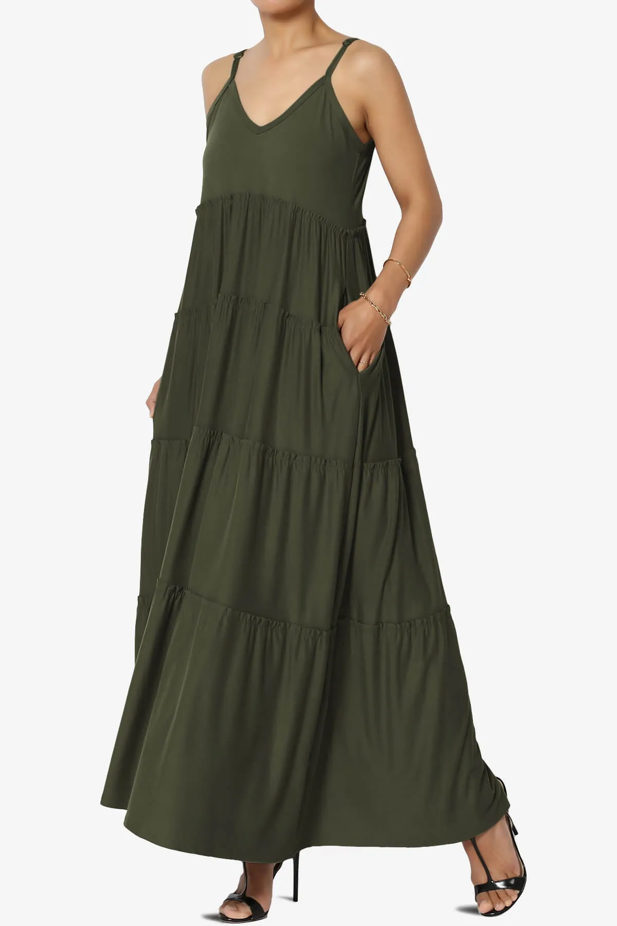 Livvy V-Neck Tiered Cami Maxi Dress PLUS
