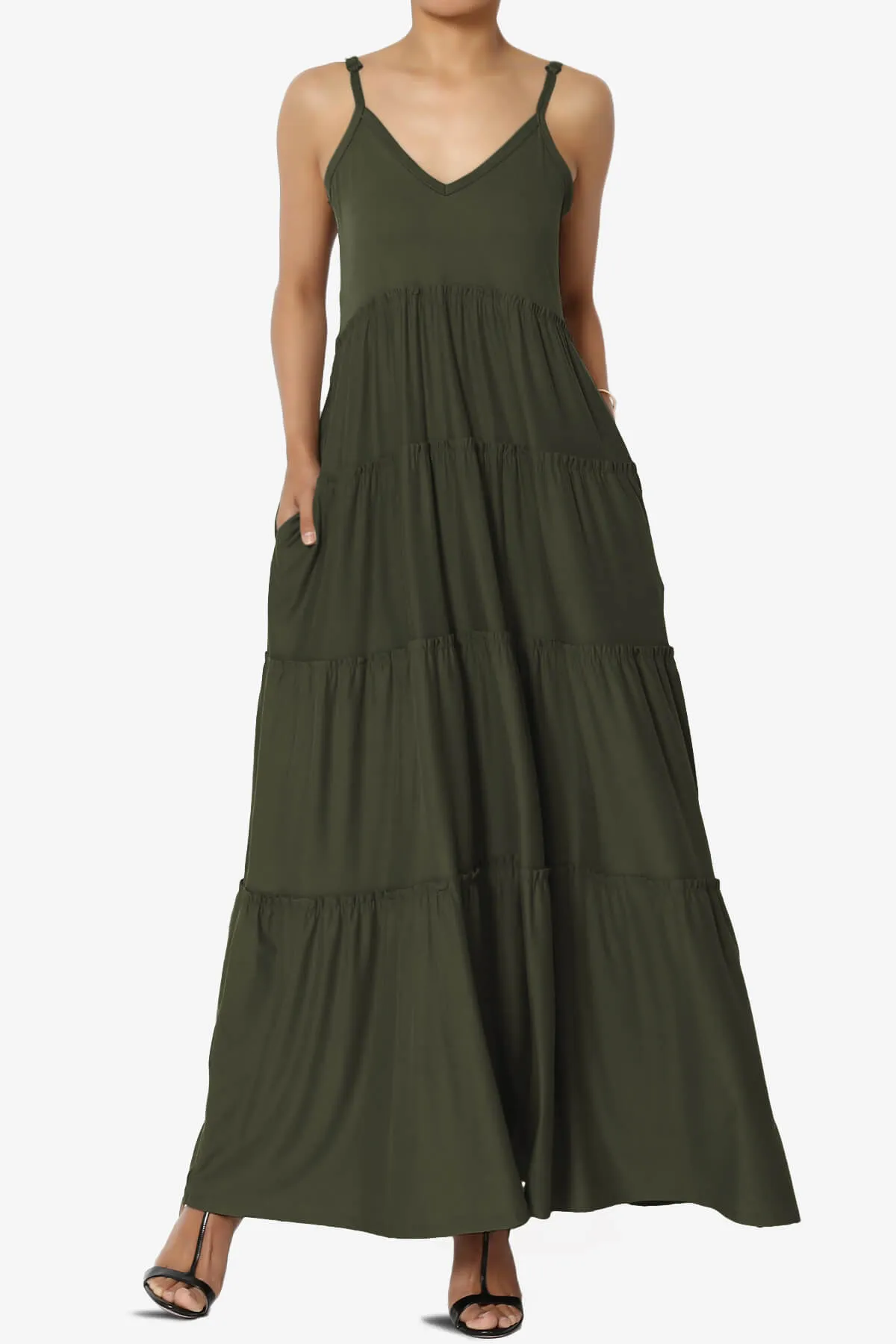 Livvy V-Neck Tiered Cami Maxi Dress PLUS