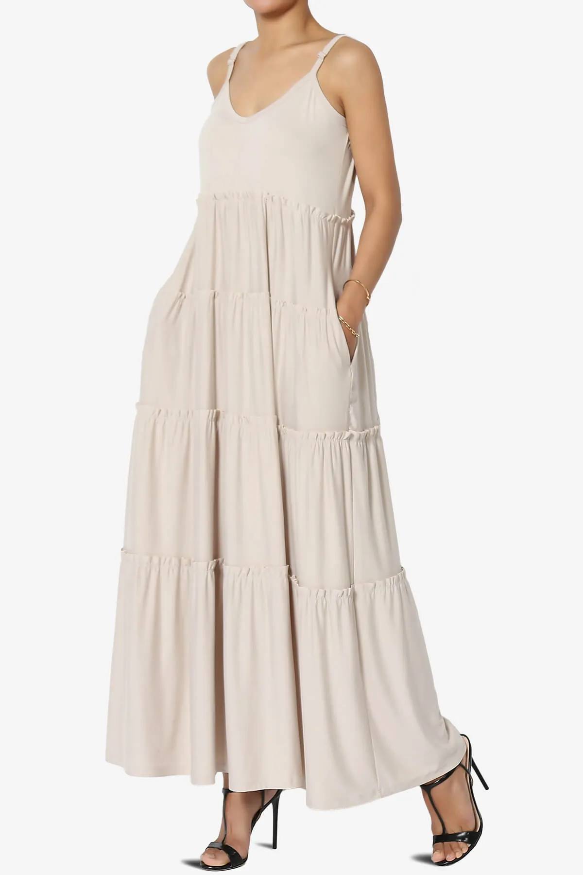 Livvy V-Neck Tiered Cami Maxi Dress PLUS