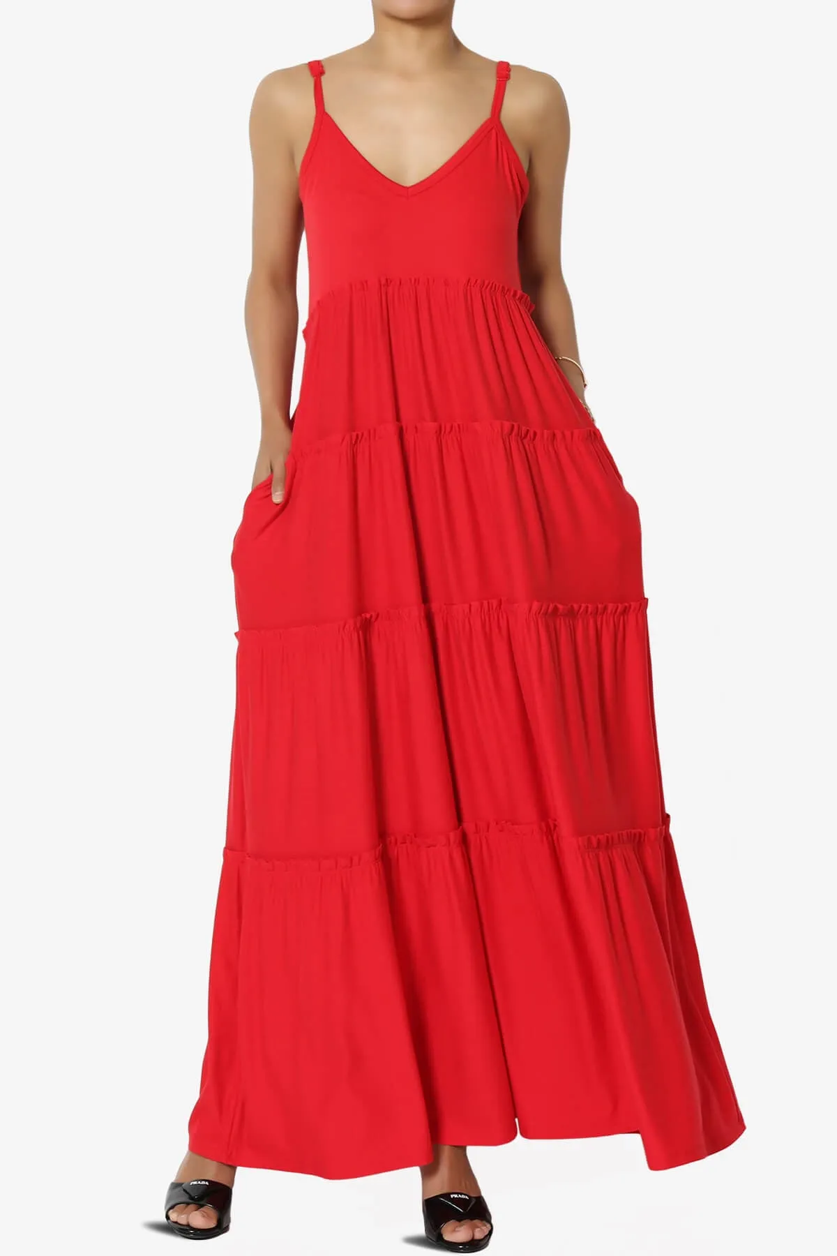 Livvy V-Neck Tiered Cami Maxi Dress PLUS