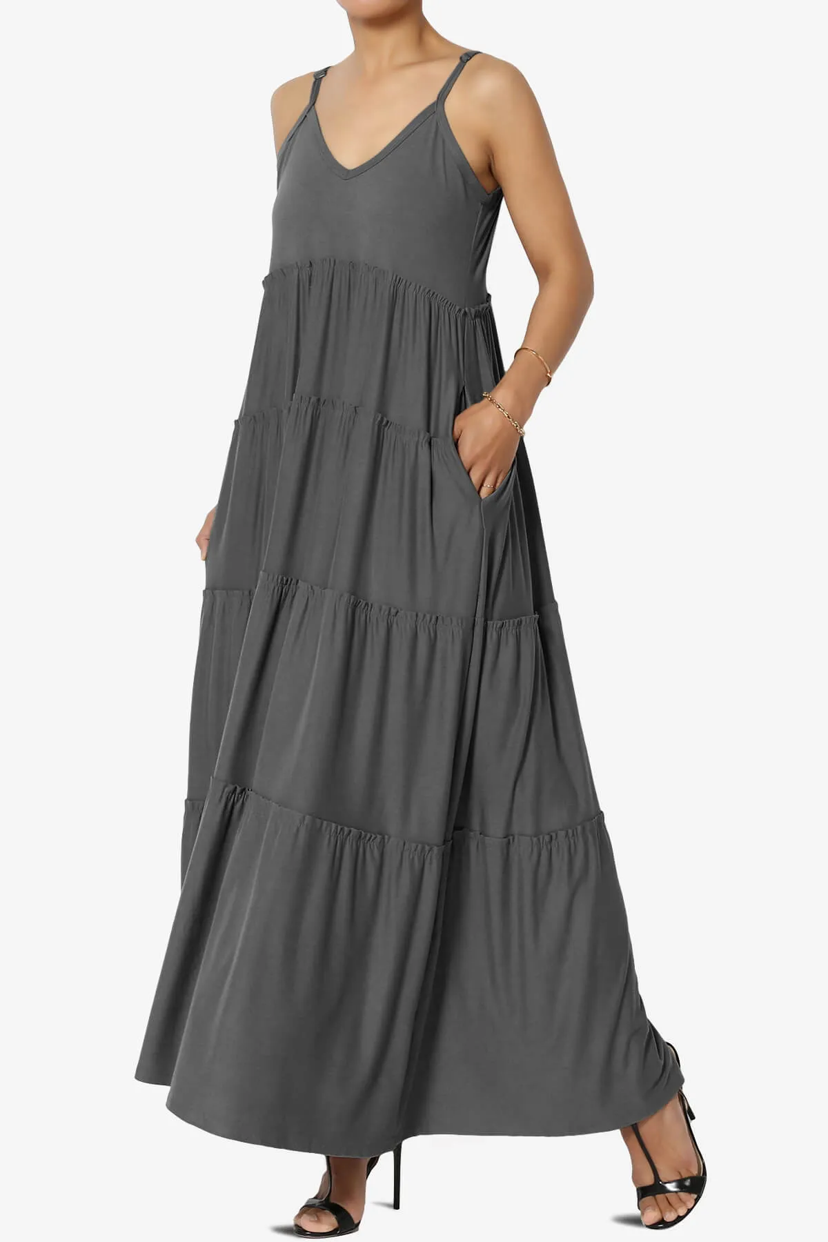 Livvy V-Neck Tiered Cami Maxi Dress PLUS