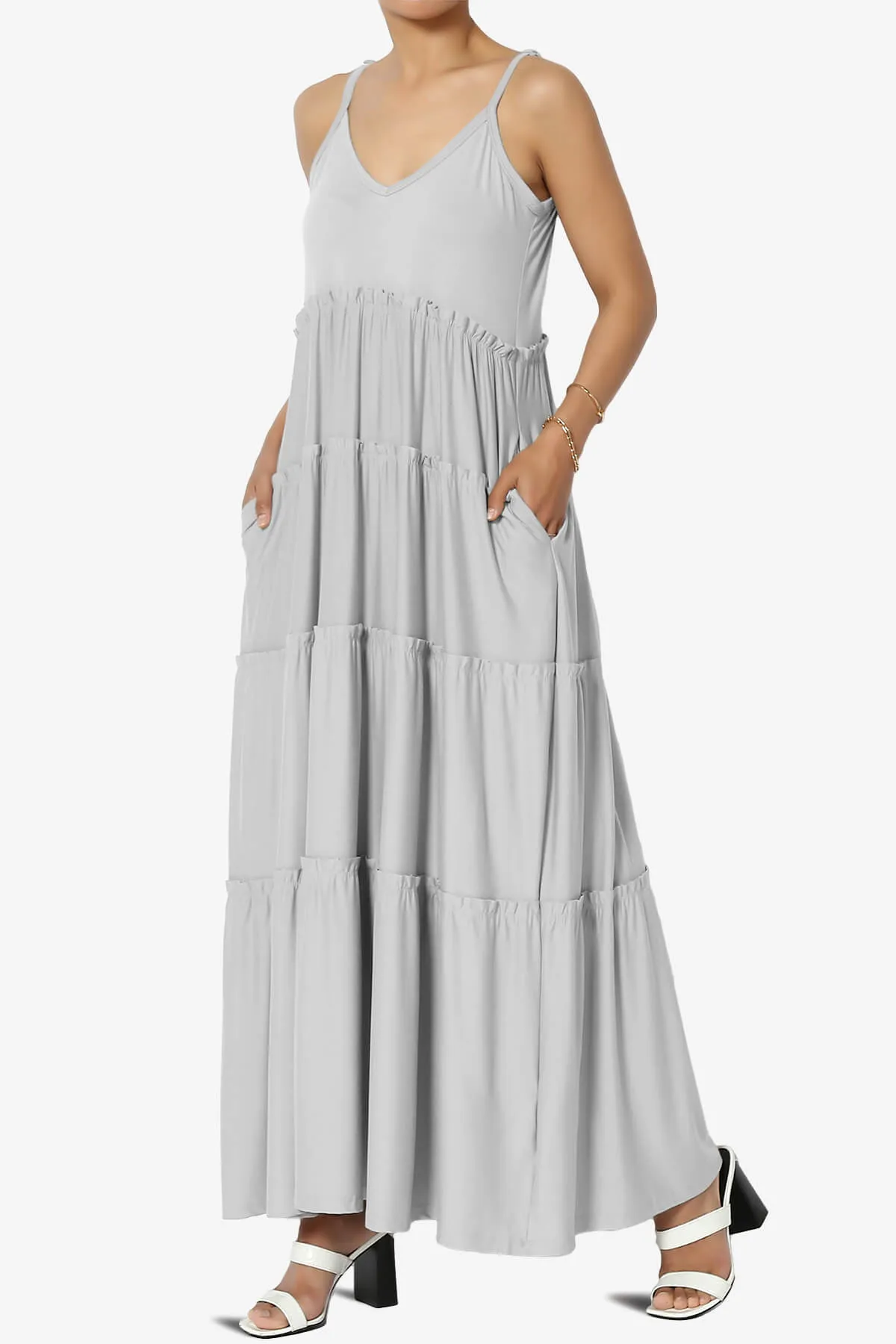 Livvy V-Neck Tiered Cami Maxi Dress PLUS