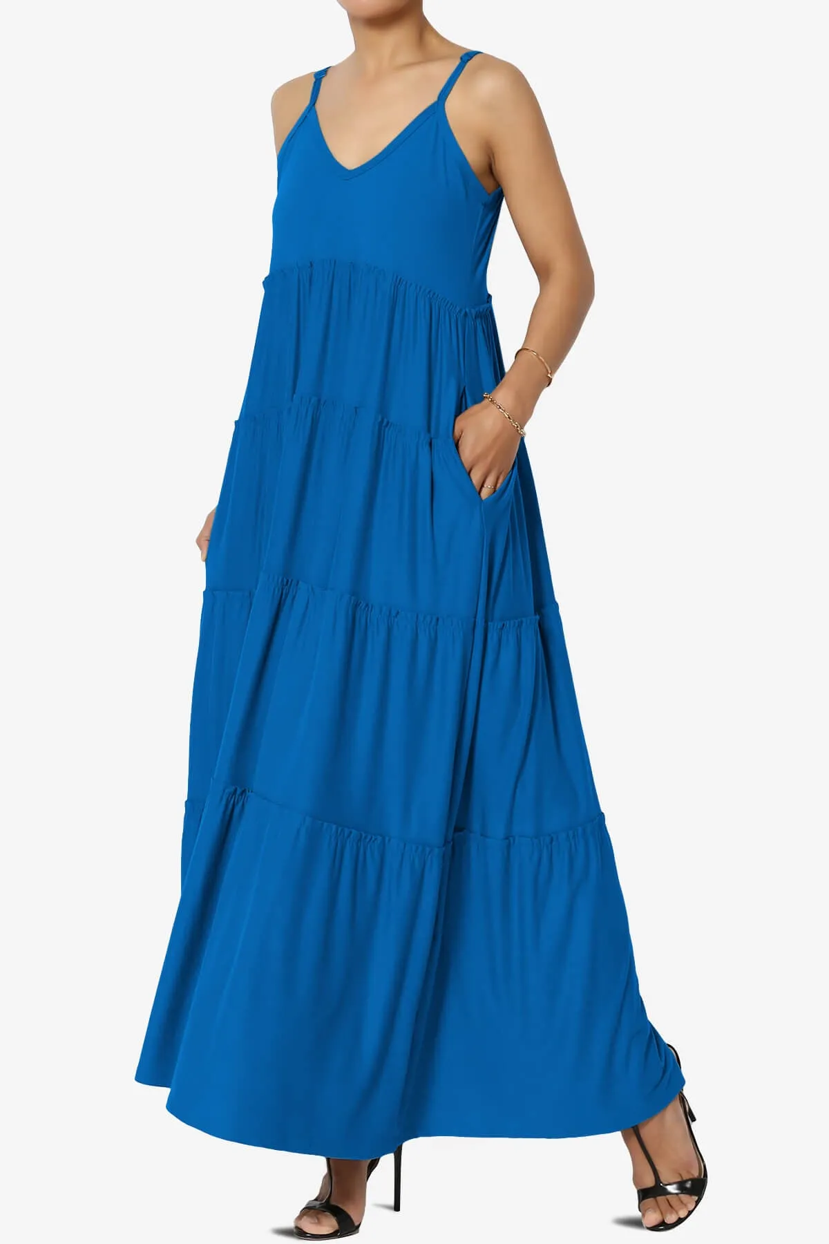 Livvy V-Neck Tiered Cami Maxi Dress PLUS