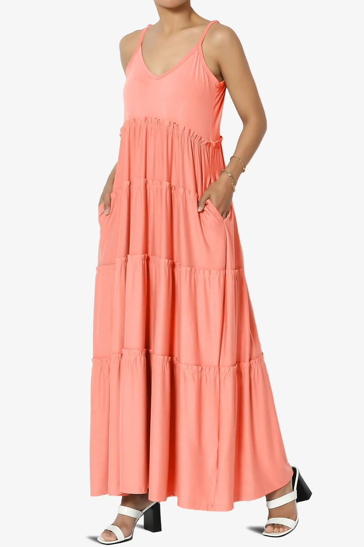 Livvy V-Neck Tiered Cami Maxi Dress PLUS