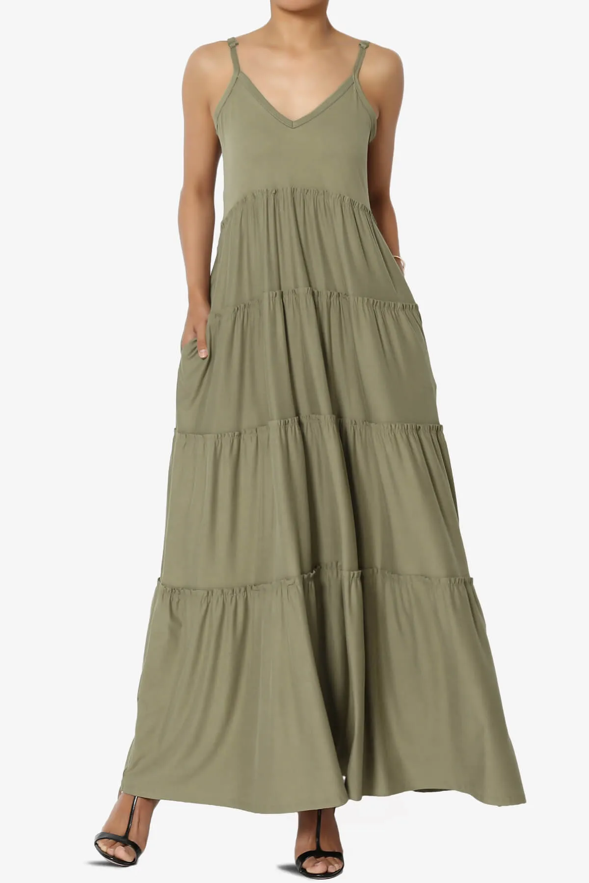 Livvy V-Neck Tiered Cami Maxi Dress PLUS