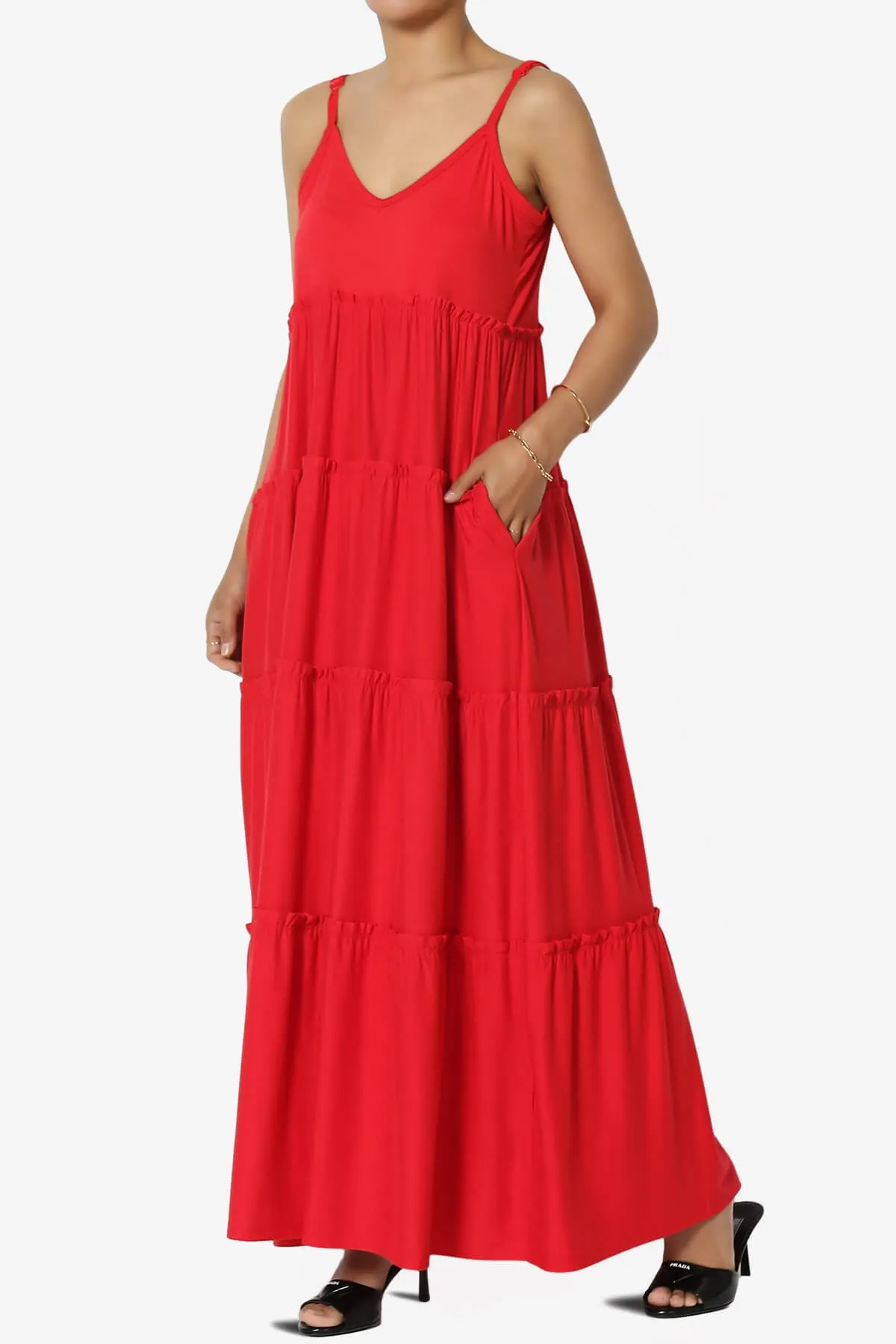 Livvy V-Neck Tiered Cami Maxi Dress PLUS