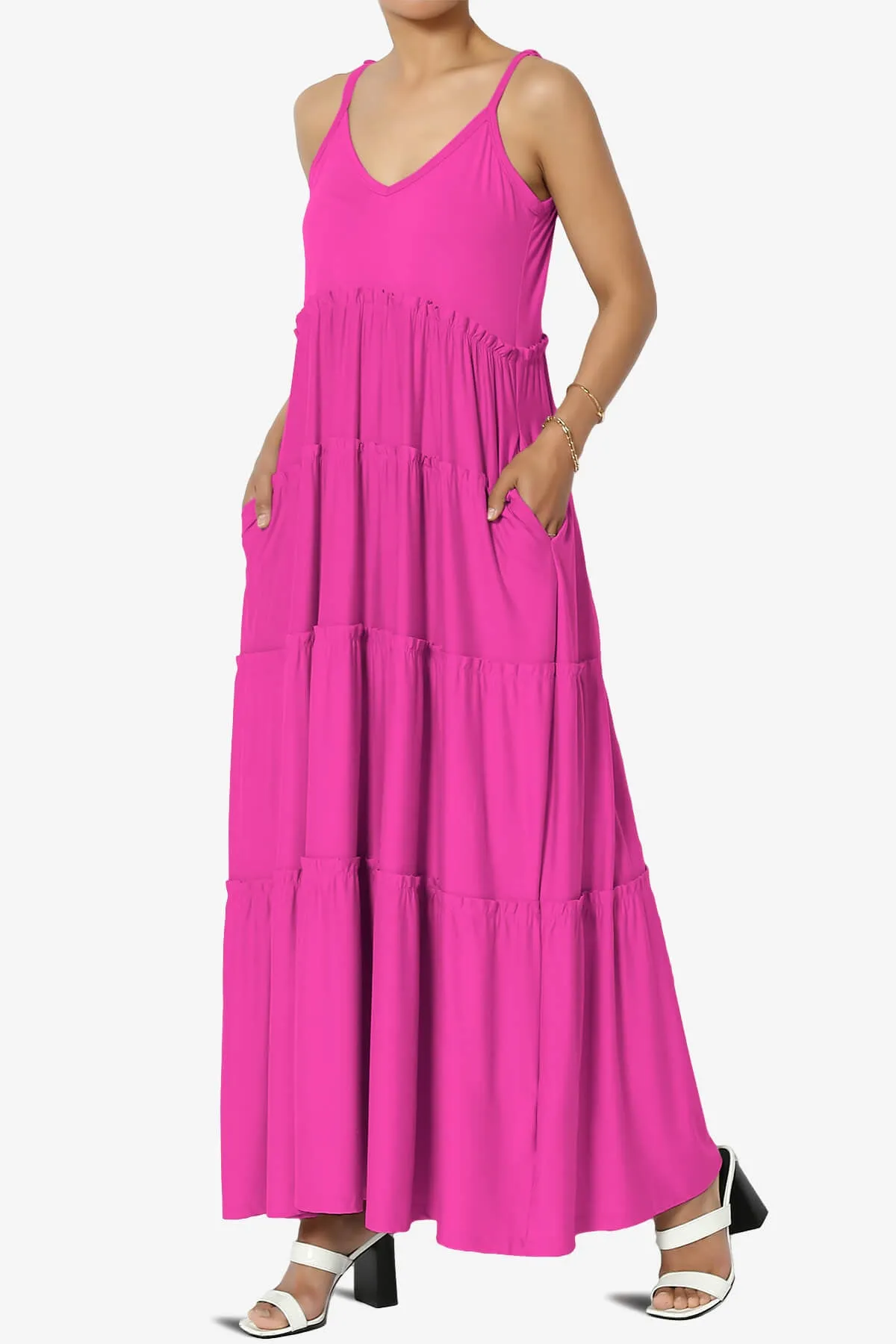 Livvy V-Neck Tiered Cami Maxi Dress PLUS
