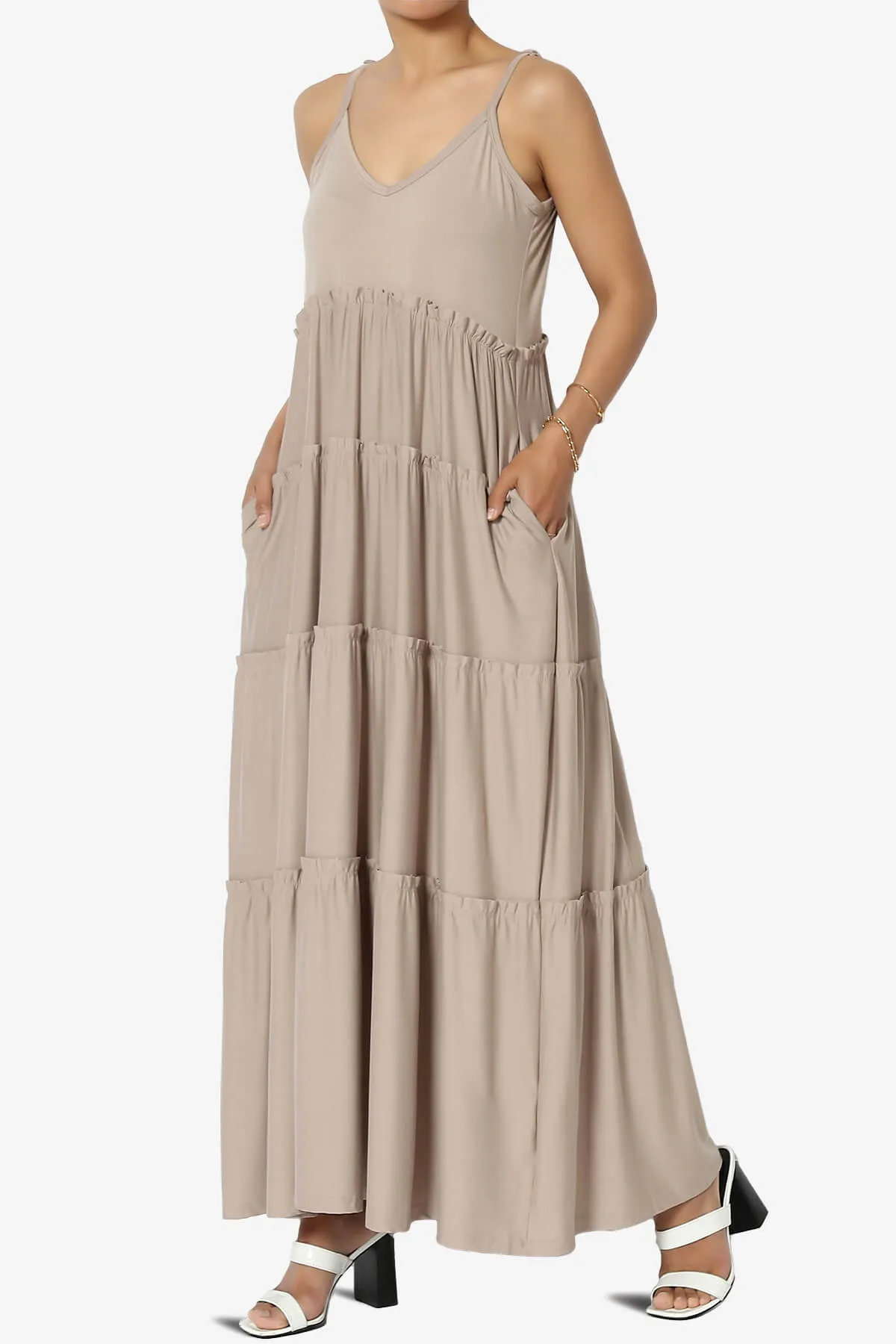 Livvy V-Neck Tiered Cami Maxi Dress PLUS