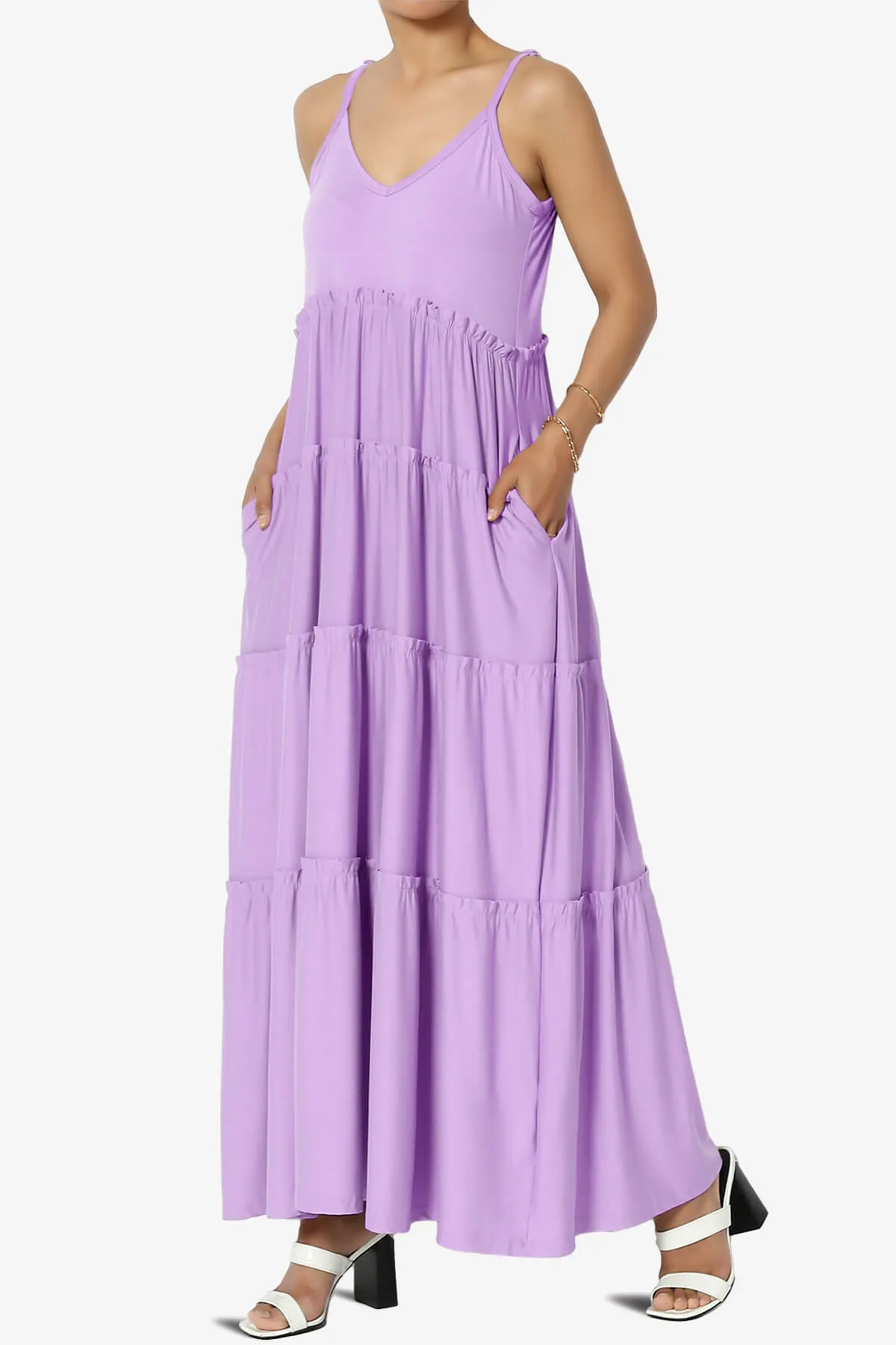 Livvy V-Neck Tiered Cami Maxi Dress PLUS