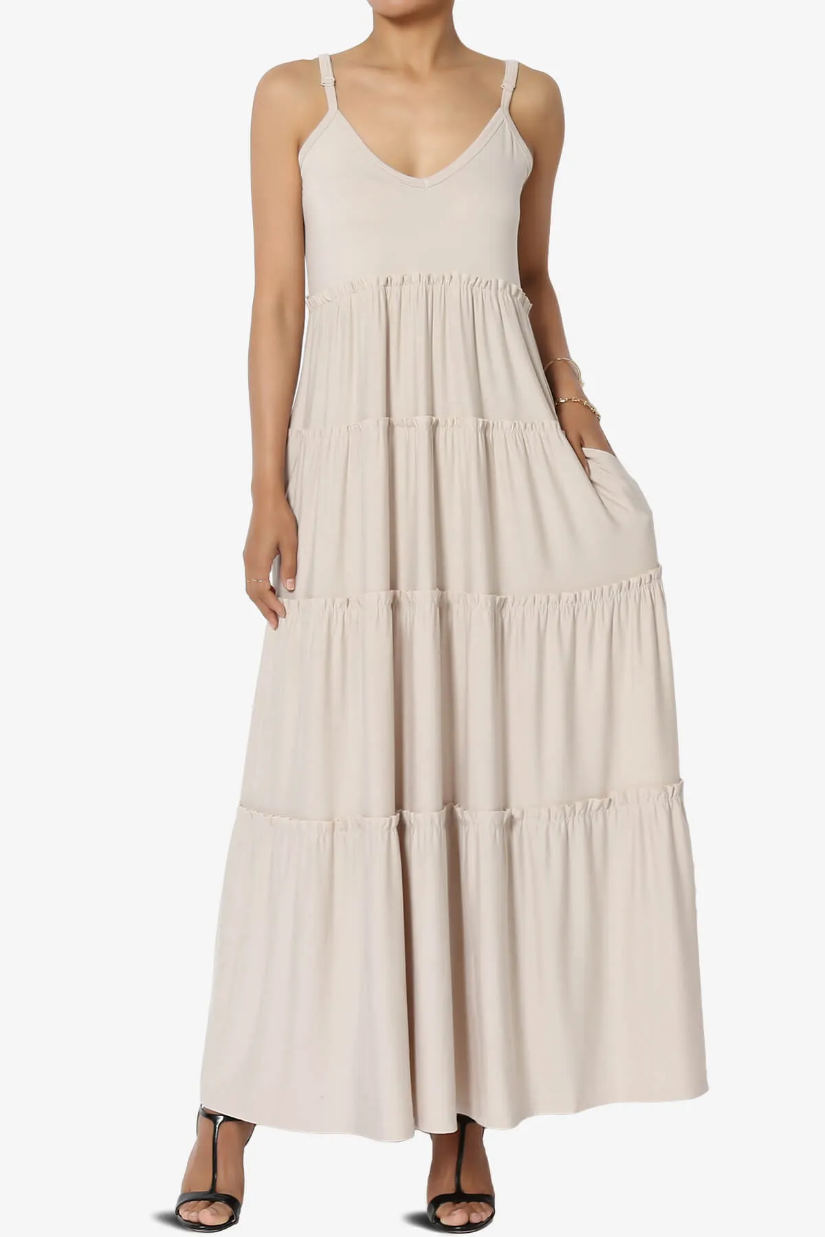 Livvy V-Neck Tiered Cami Maxi Dress PLUS