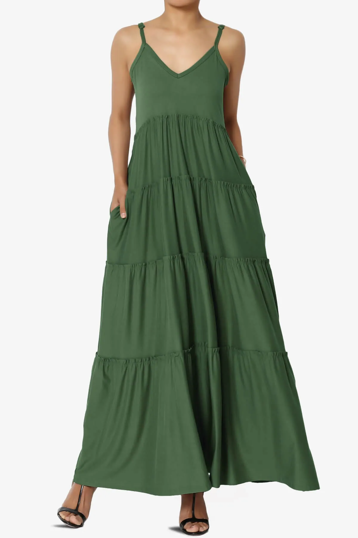 Livvy V-Neck Tiered Cami Maxi Dress PLUS