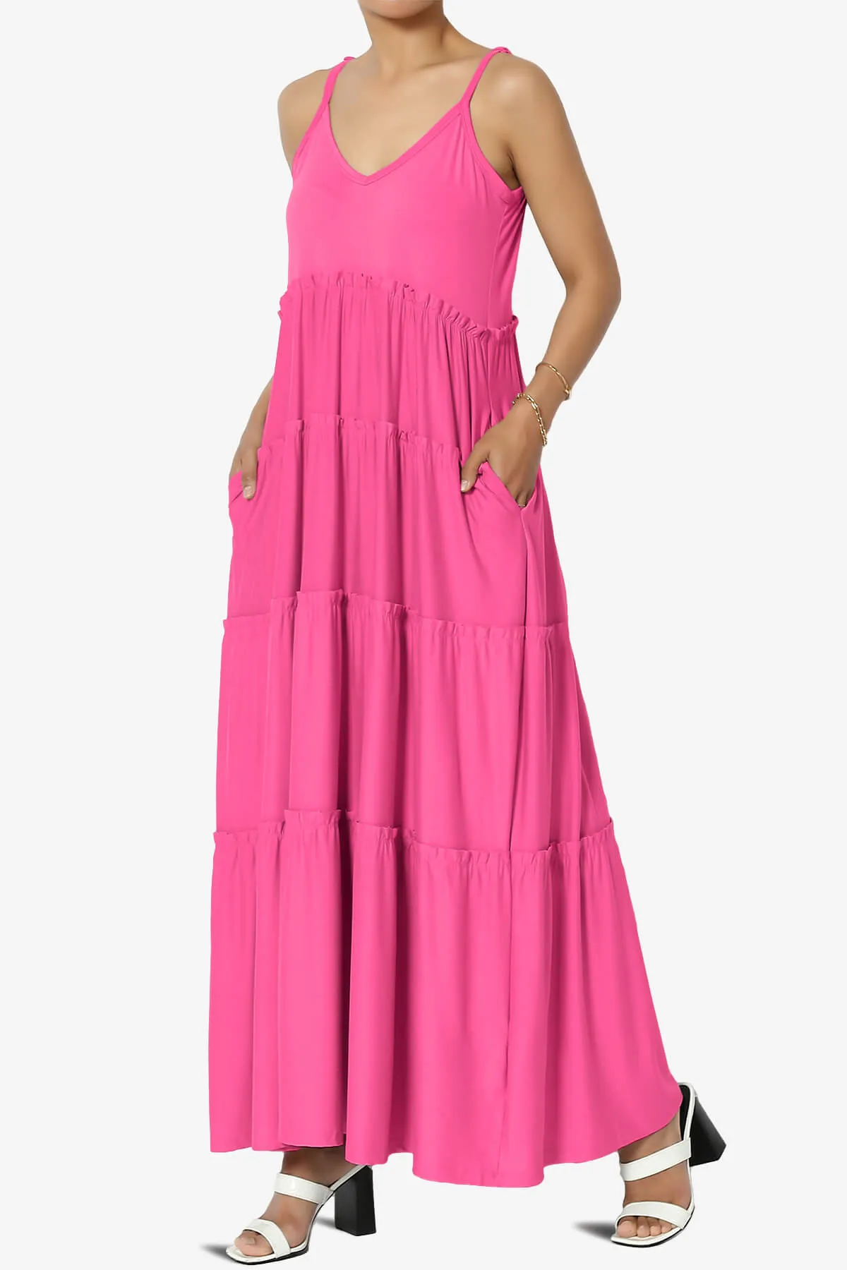 Livvy V-Neck Tiered Cami Maxi Dress PLUS