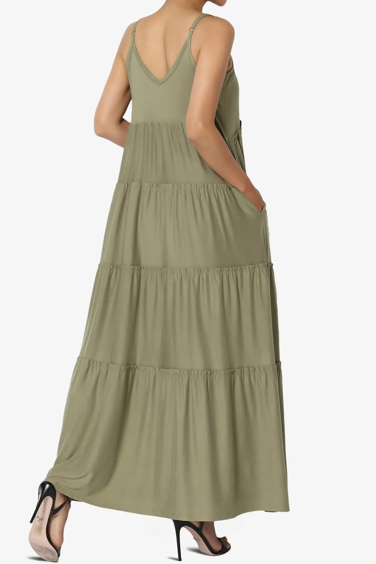 Livvy V-Neck Tiered Cami Maxi Dress PLUS