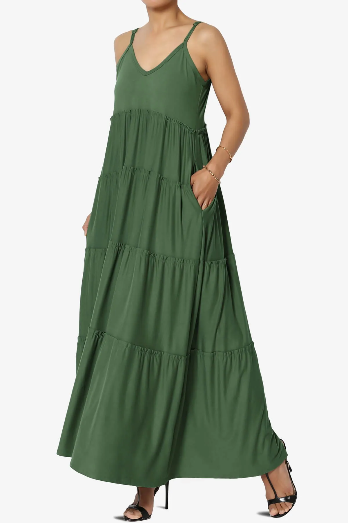 Livvy V-Neck Tiered Cami Maxi Dress PLUS