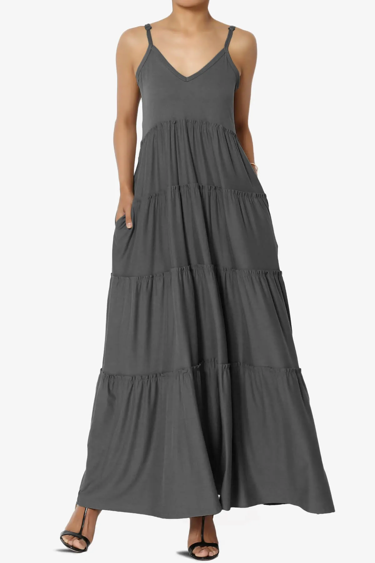 Livvy V-Neck Tiered Cami Maxi Dress PLUS