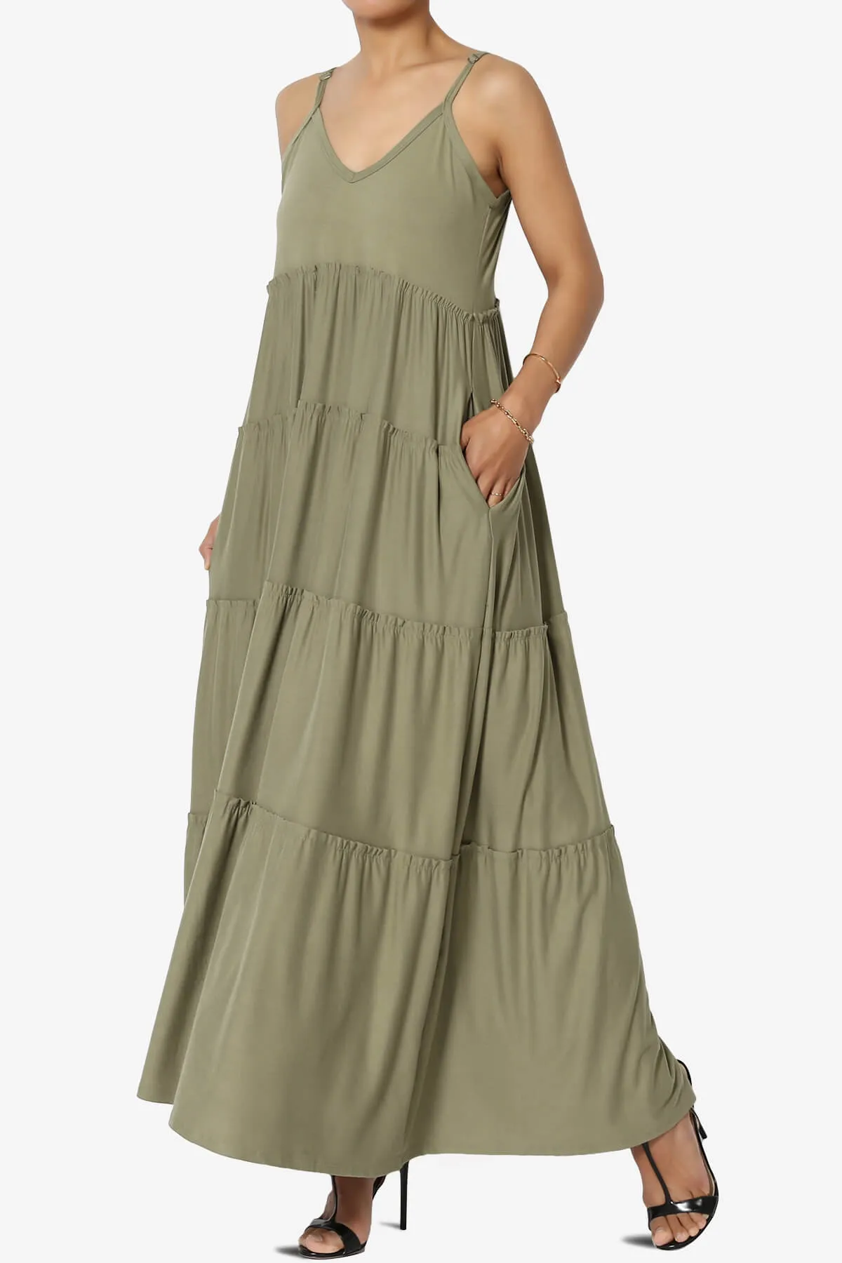 Livvy V-Neck Tiered Cami Maxi Dress PLUS