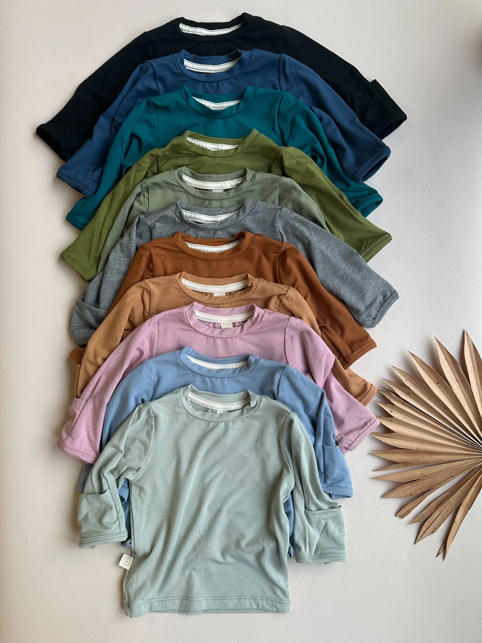 Long Sleeve Crew Neck Tee with Mittens | Eucalyptus