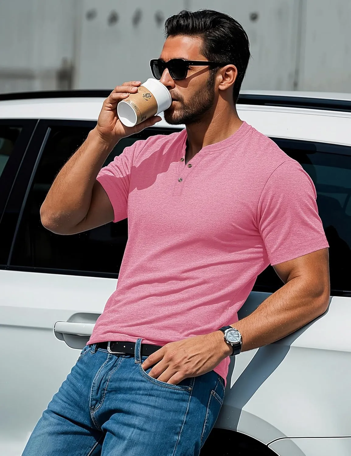MAGCOMSEN Men's Henley Short Sleeve Shirt Cotton Lightweight 3 Button Tops Vintage Casual Summer Shirt Soft Fashion