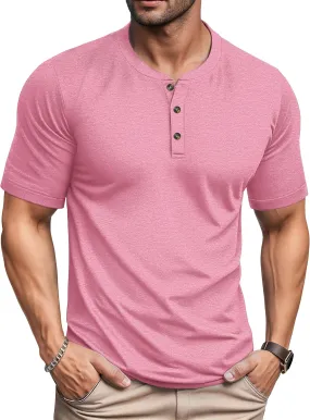 MAGCOMSEN Men's Henley Short Sleeve Shirt Cotton Lightweight 3 Button Tops Vintage Casual Summer Shirt Soft Fashion