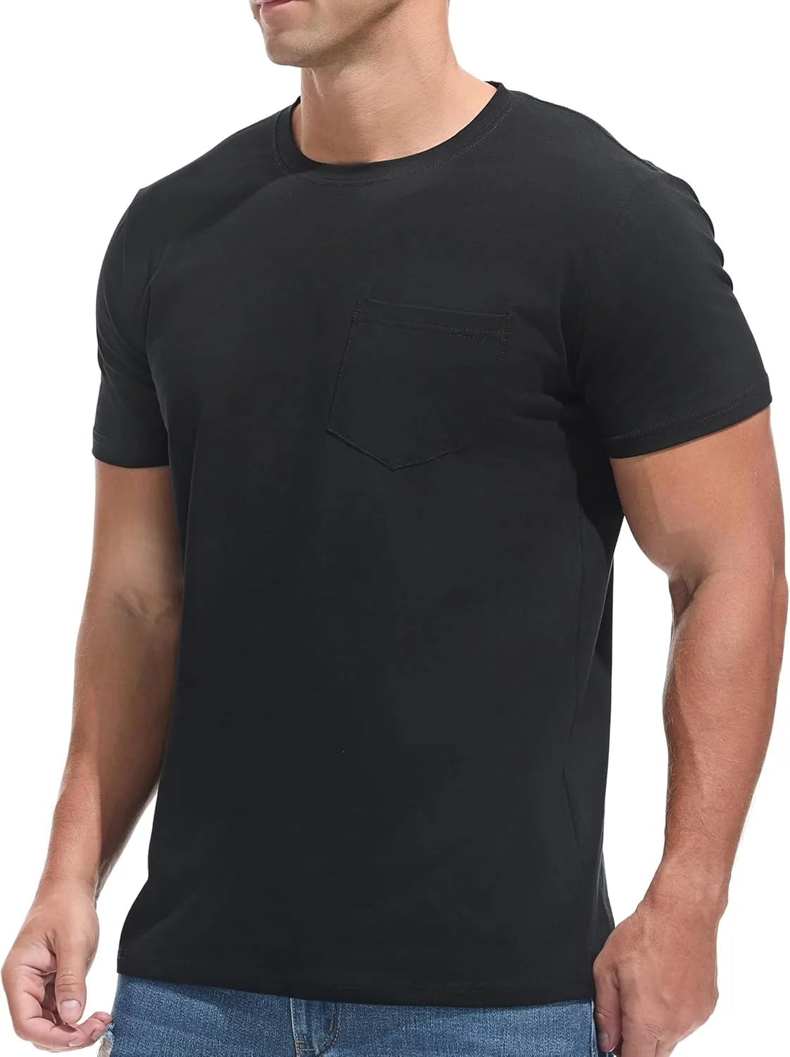 Men's Ultra Soft Premium Cotton Pocket T-Shirt Classic Fit Lightweight Cooling Short Sleeve Casual Tee Shirt