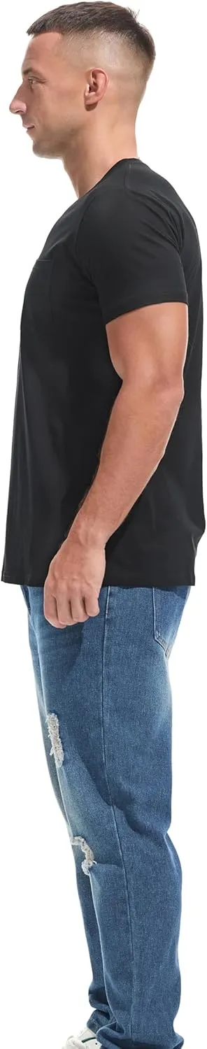 Men's Ultra Soft Premium Cotton Pocket T-Shirt Classic Fit Lightweight Cooling Short Sleeve Casual Tee Shirt