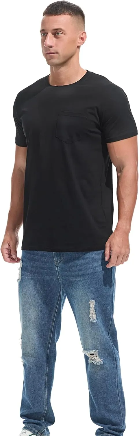 Men's Ultra Soft Premium Cotton Pocket T-Shirt Classic Fit Lightweight Cooling Short Sleeve Casual Tee Shirt
