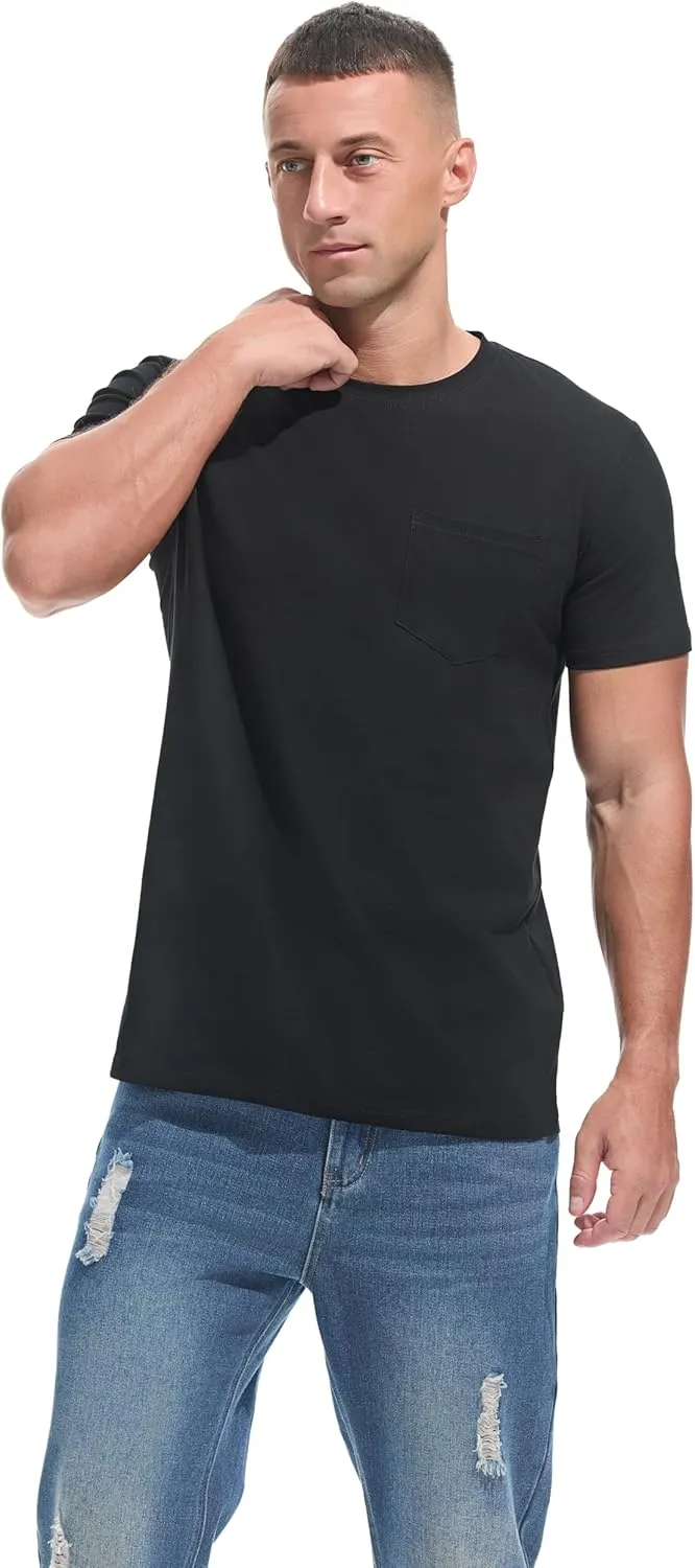 Men's Ultra Soft Premium Cotton Pocket T-Shirt Classic Fit Lightweight Cooling Short Sleeve Casual Tee Shirt