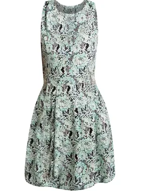 Mint Green & Black Floral Pattern Sleeveless Dress Size Medium