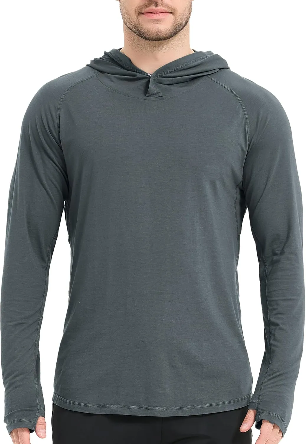 netdraw Men's Ultra-Soft Bamboo Viscose Hoodie Shirt UPF 50  Sun Protection Long Sleeve Lightweight UV Shirt