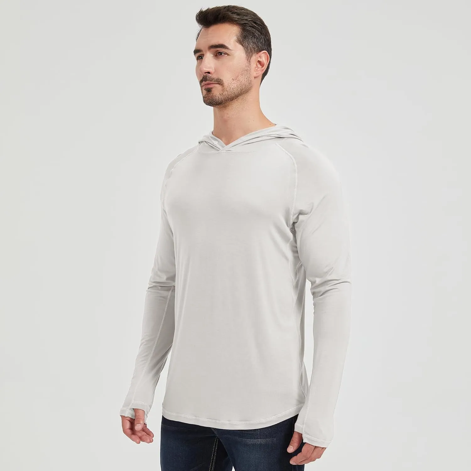 netdraw Men's Ultra-Soft Bamboo Viscose Hoodie Shirt UPF 50  Sun Protection Long Sleeve Lightweight UV Shirt