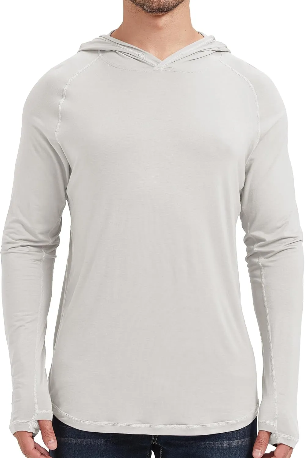 netdraw Men's Ultra-Soft Bamboo Viscose Hoodie Shirt UPF 50  Sun Protection Long Sleeve Lightweight UV Shirt