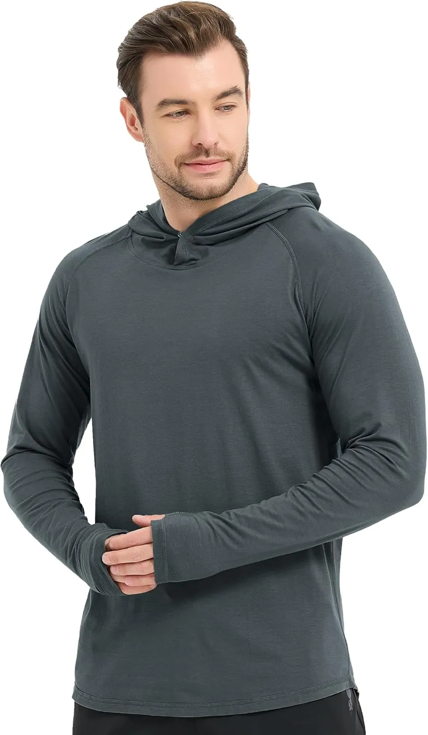 netdraw Men's Ultra-Soft Bamboo Viscose Hoodie Shirt UPF 50  Sun Protection Long Sleeve Lightweight UV Shirt