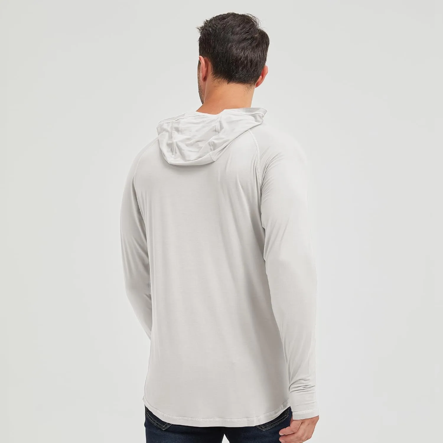 netdraw Men's Ultra-Soft Bamboo Viscose Hoodie Shirt UPF 50  Sun Protection Long Sleeve Lightweight UV Shirt