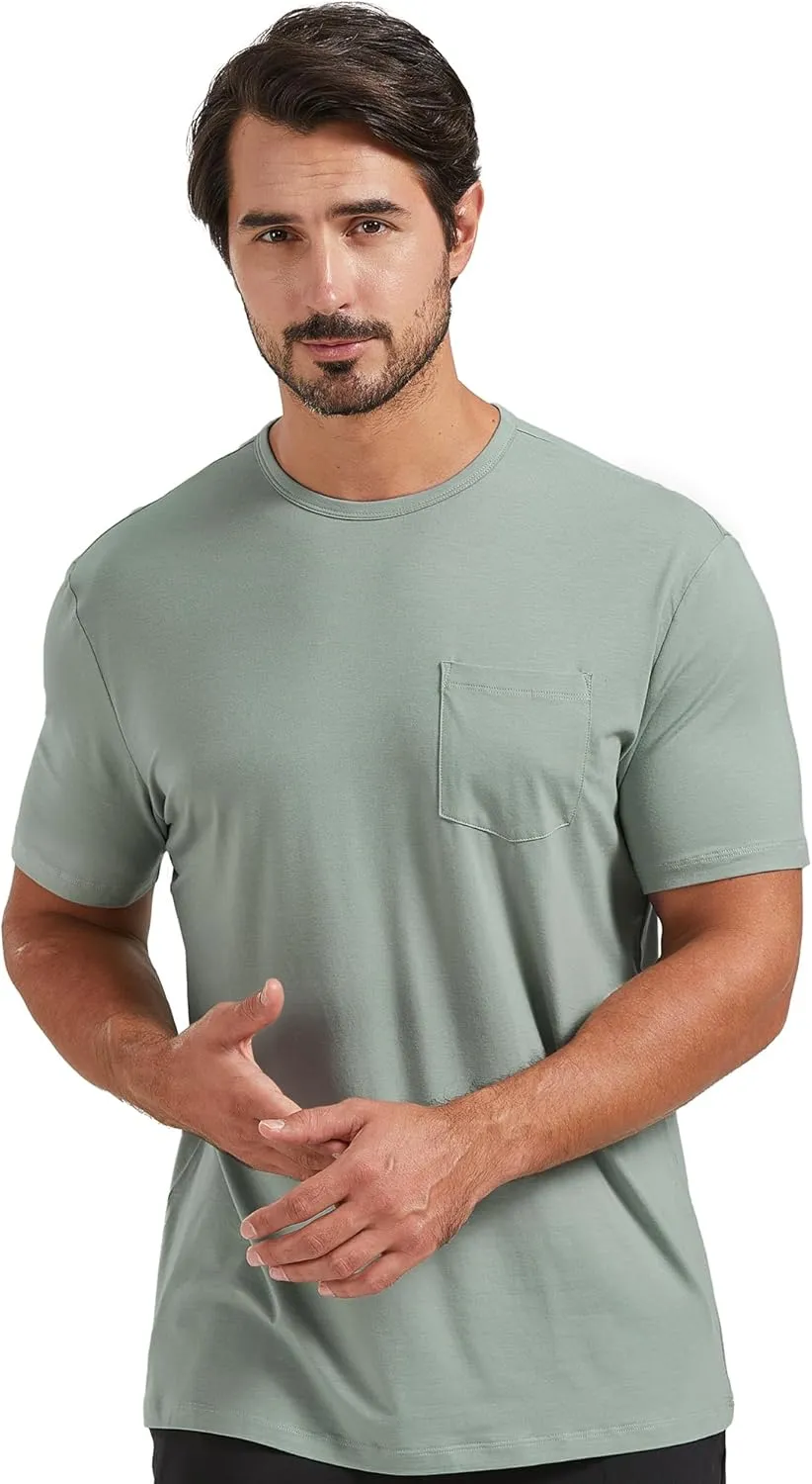 netdraw Men's Ultra Soft Bamboo Viscose Pocket T-Shirt Classic Fit Lightweight Cooling Short Sleeve Casual Basic Shirt