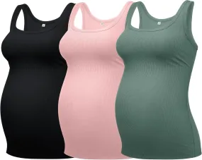 PACBREEZE Women's Maternity Tank Top U-Neck Sleeveless Pregnancy Basic Clothes Vest, S-XL
