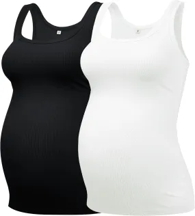 PACBREEZE Women's Maternity Tank Top U-Neck Sleeveless Pregnancy Basic Clothes Vest, S-XL