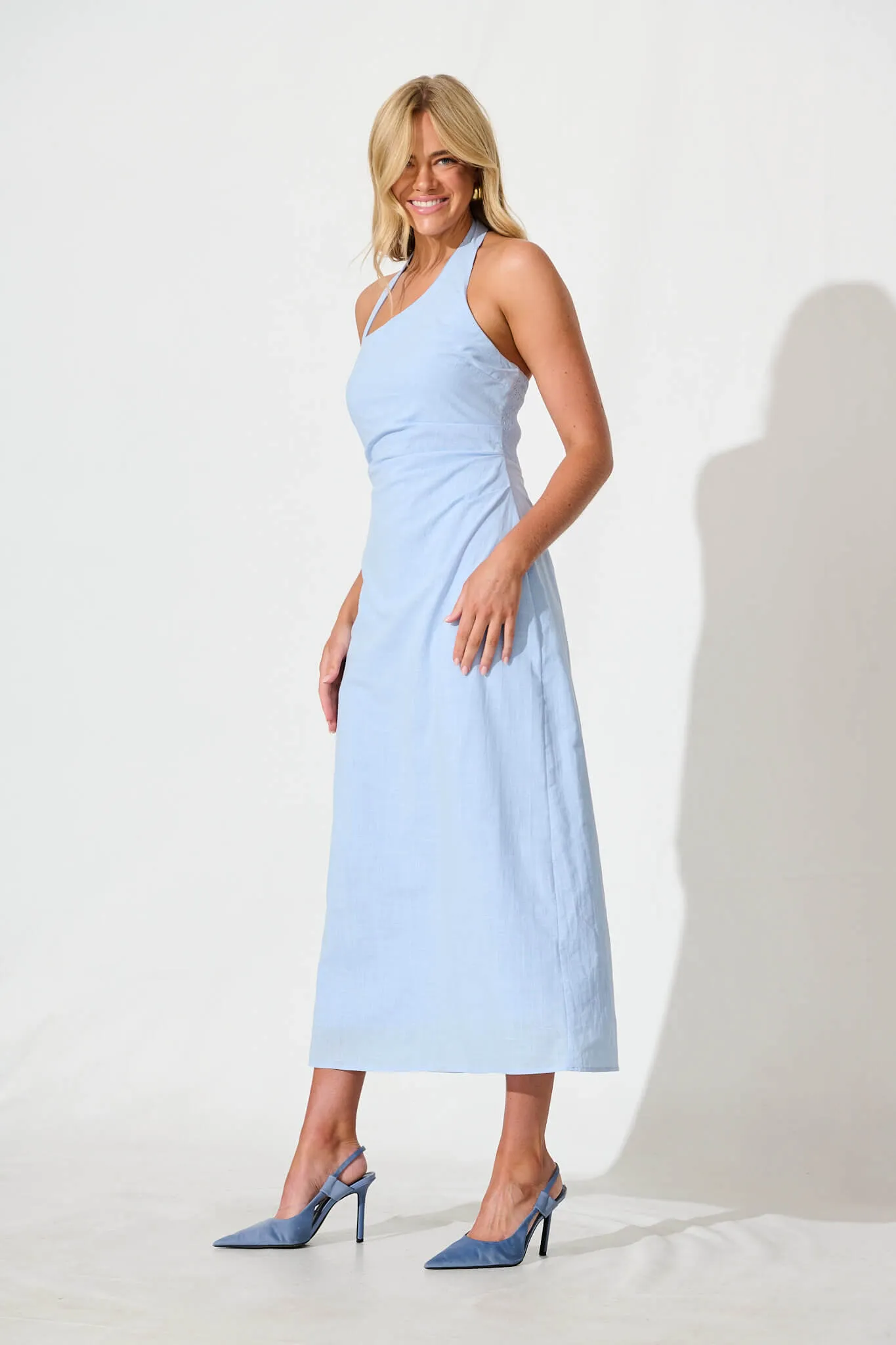 Pale Blue Cotton Maxi Dress by Fiorah