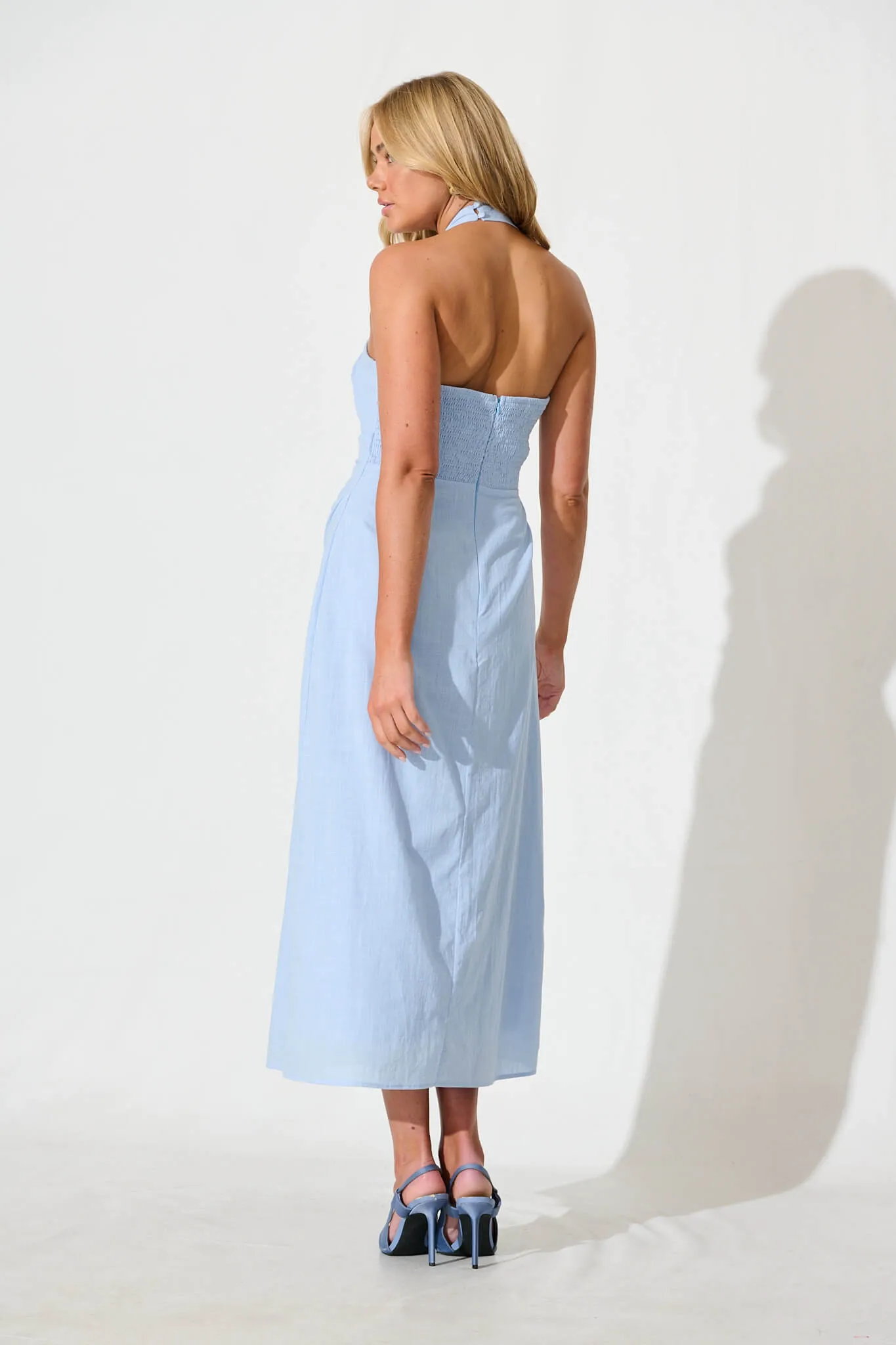 Pale Blue Cotton Maxi Dress by Fiorah