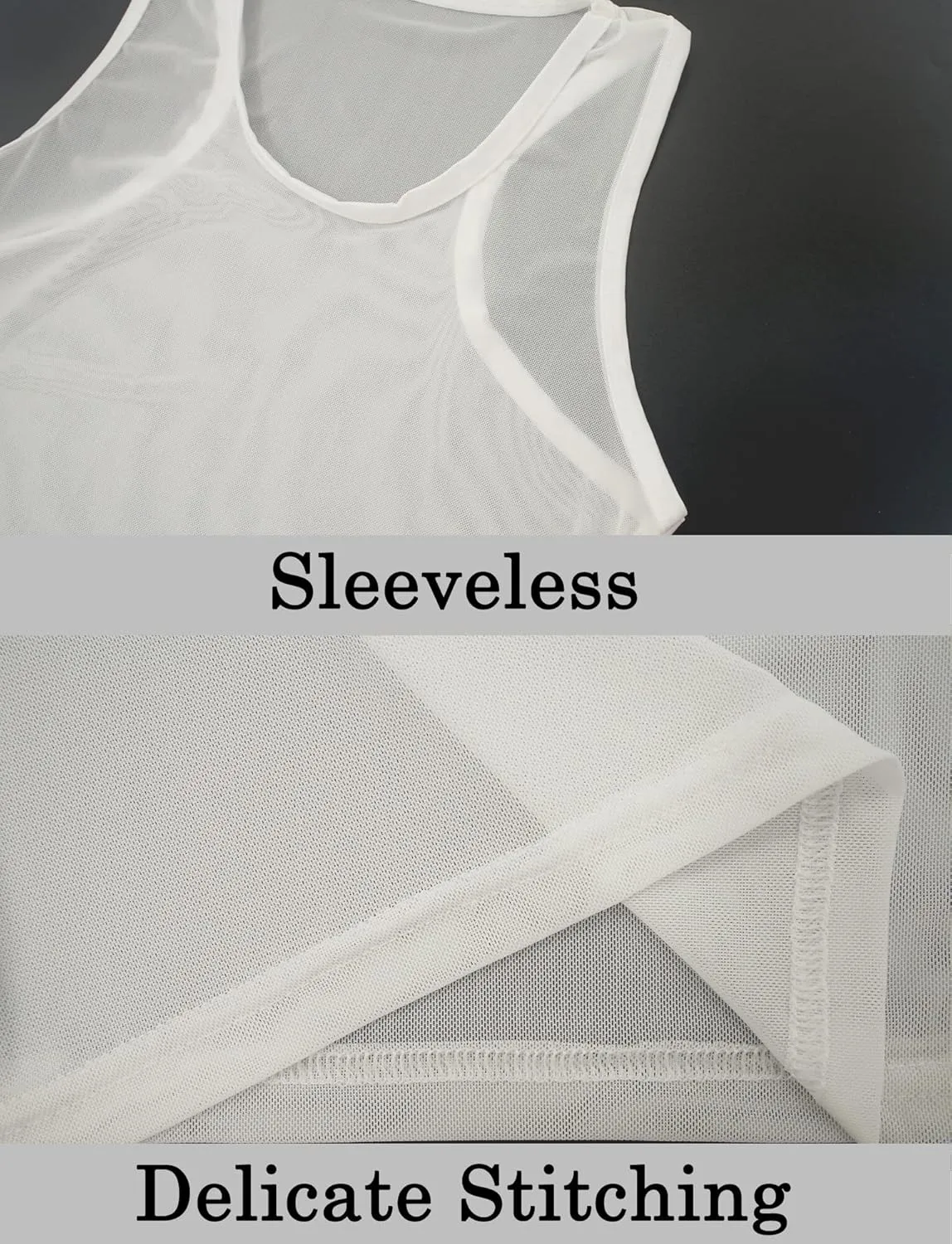 Panegy Men's Sheer Mesh See Through Tshirt Workout Gym Muscle Shirts Party Club Rave Disco Tank Top Tee
