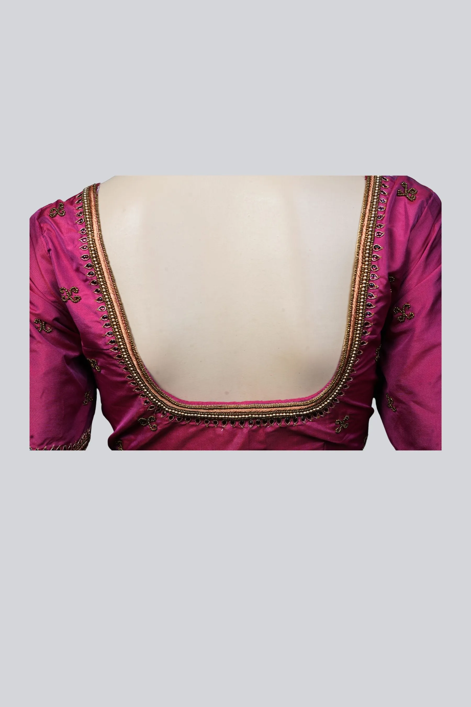 Pink Elegance: Beautiful Aari Work Blouse at JCSFashions