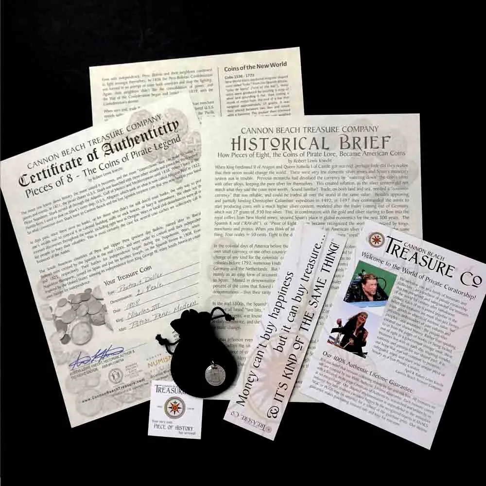 Pirate Chic Silver 4 Reale Spanish Portrait Dollar Dated 1808 the Legendary Piece of 8 Pendant | Artifact #8882