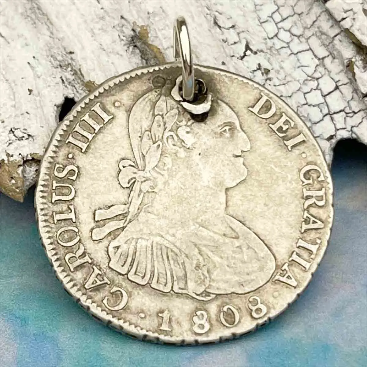 Pirate Chic Silver 4 Reale Spanish Portrait Dollar Dated 1808 the Legendary Piece of 8 Pendant | Artifact #8882