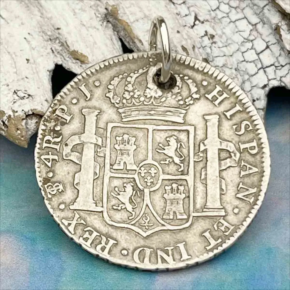Pirate Chic Silver 4 Reale Spanish Portrait Dollar Dated 1808 the Legendary Piece of 8 Pendant | Artifact #8882