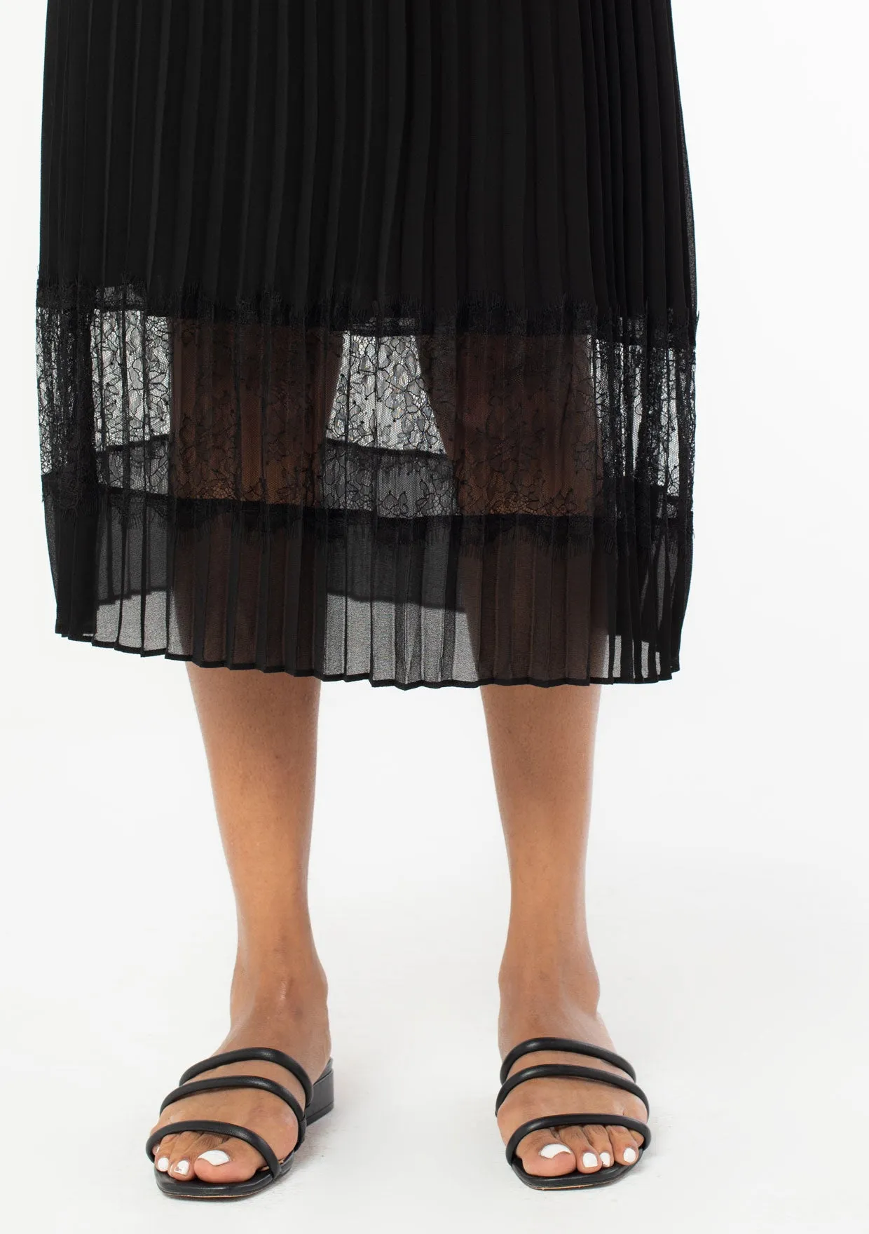 Pleated Chiffon Midi Skirt