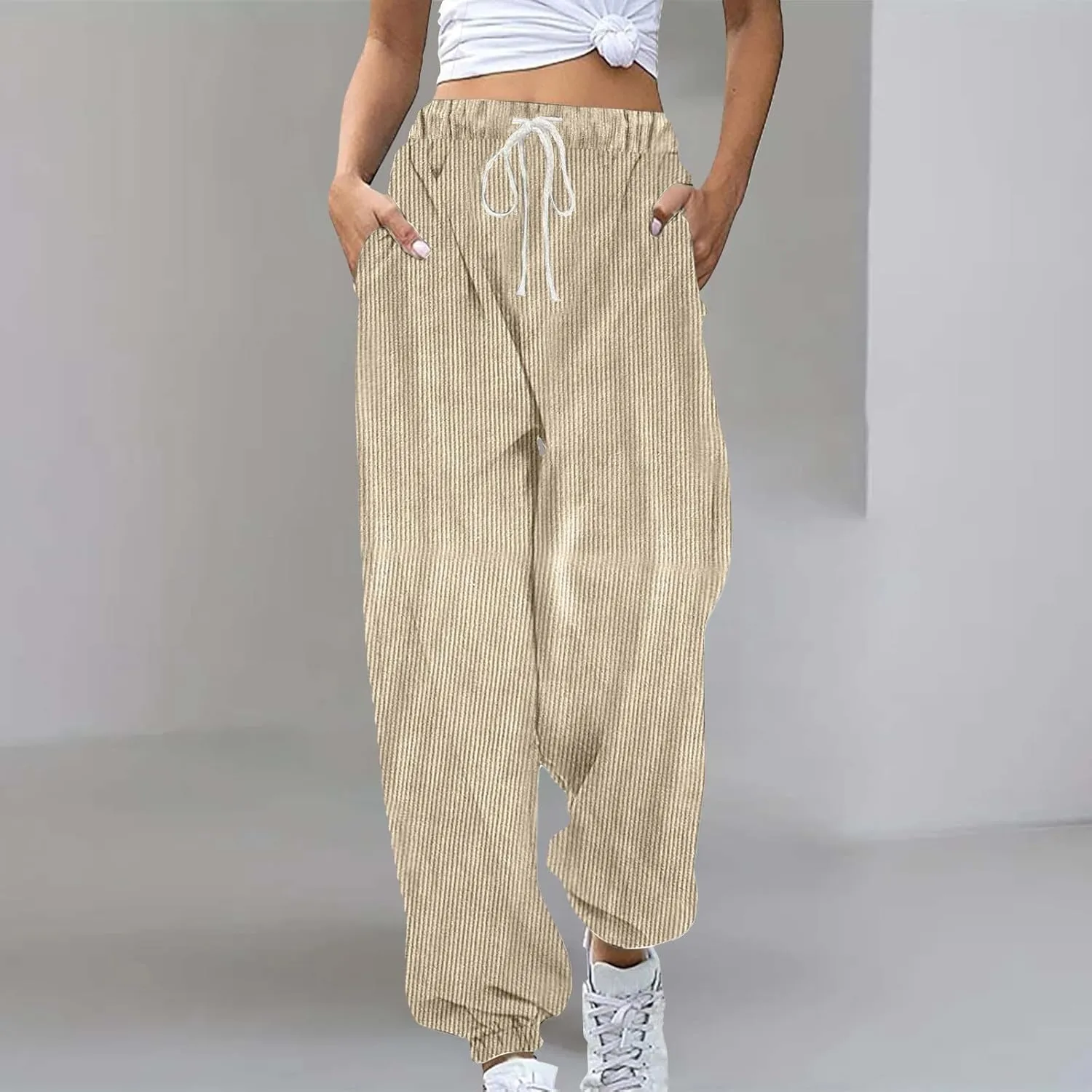Plus Size Joggers Pants for Women Soft Lounge Sweatpants Casual Loose Comfy Pajama Drawstring Pant with Pocket