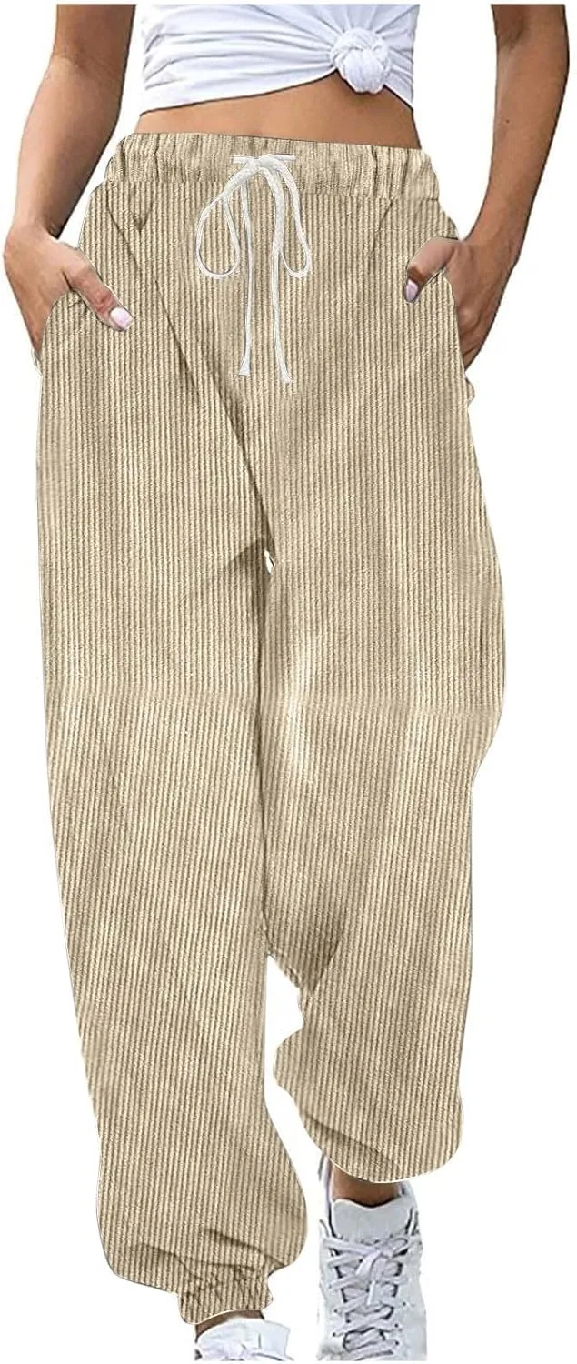 Plus Size Joggers Pants for Women Soft Lounge Sweatpants Casual Loose Comfy Pajama Drawstring Pant with Pocket