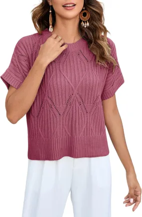 Qiaomai Womens Casual Sweater Vest Round Neck Cap Sleeve Knit Pullover Tank Tops
