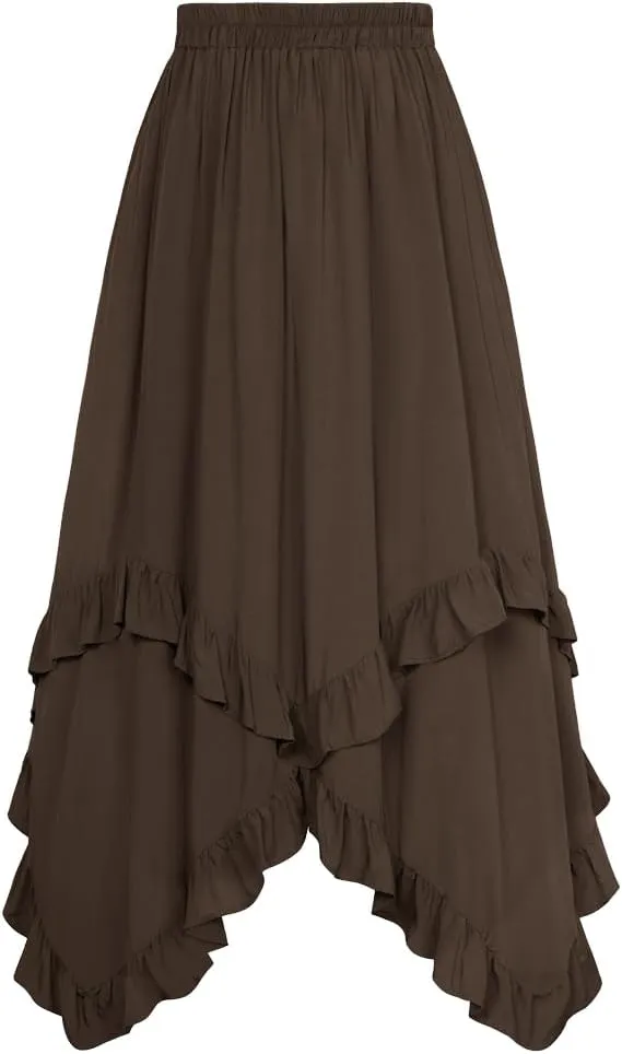Scarlet Darkness Long Skirts for Women High Waist Renaissance Skirt Maxi Skirt with Pockets