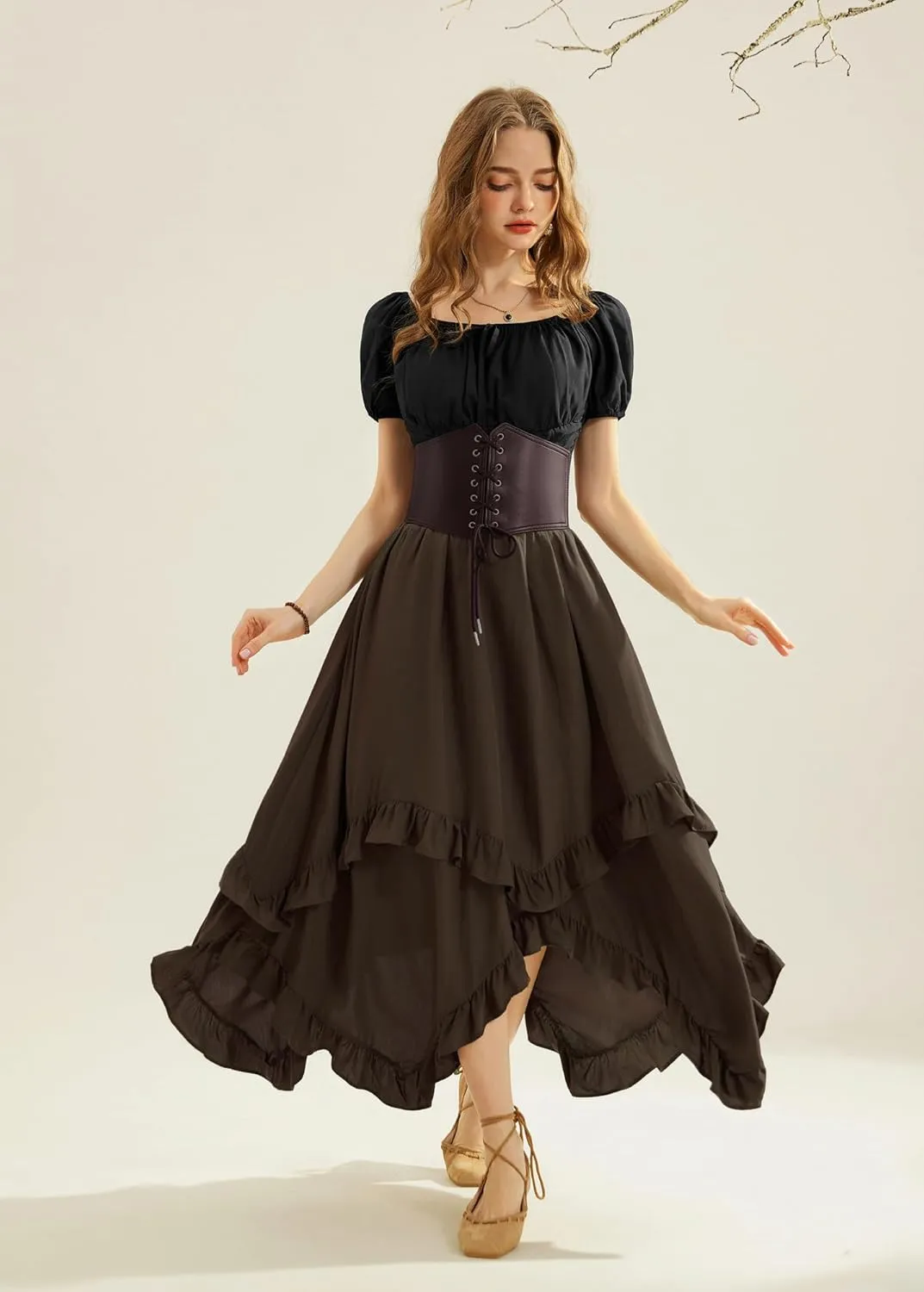 Scarlet Darkness Long Skirts for Women High Waist Renaissance Skirt Maxi Skirt with Pockets
